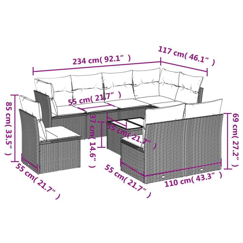 VidaXL Ensemble de canapés de jardin rotin synthétique  