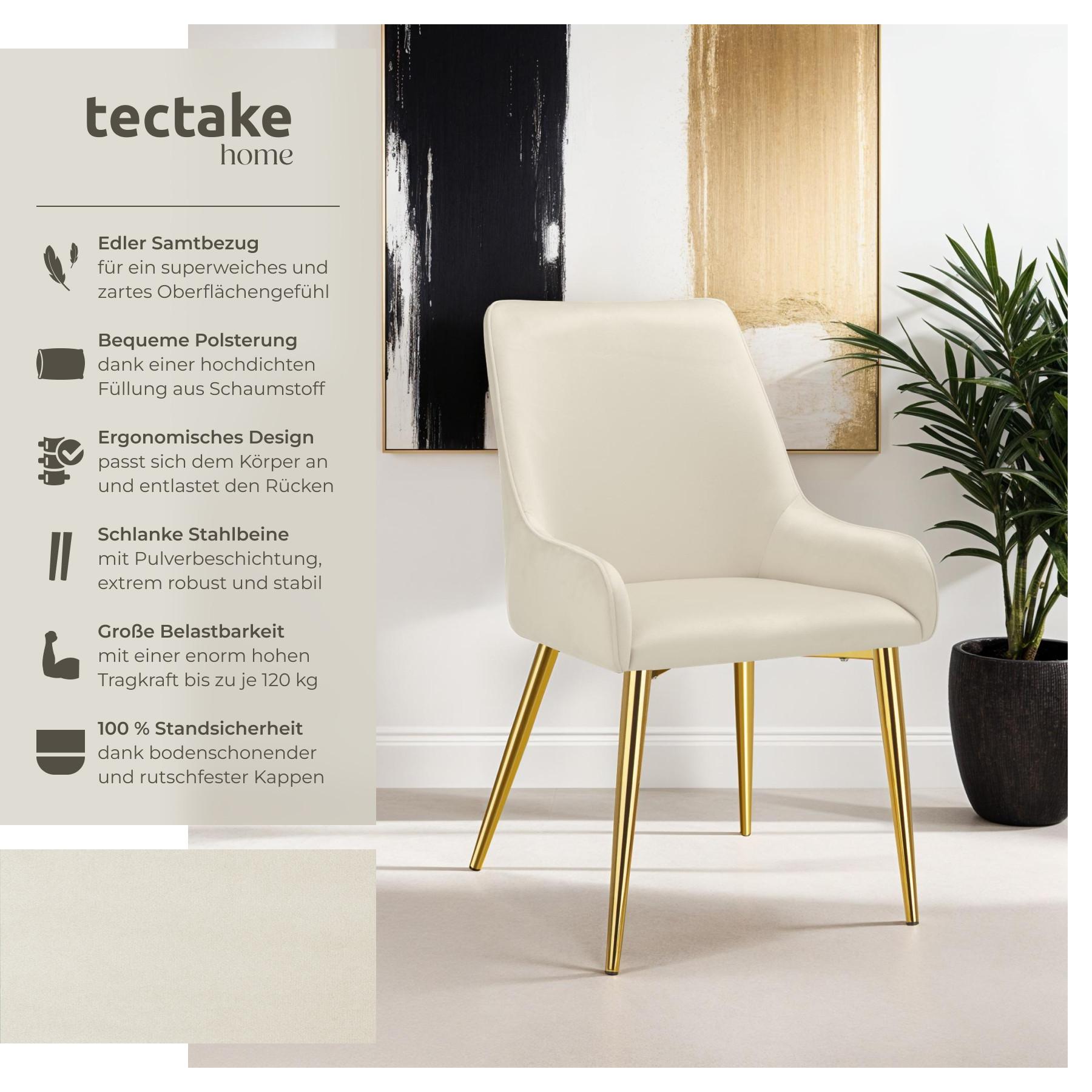 Tectake Chaise rembourrée Avane, aspect velours, capacité de charge 120 kg  