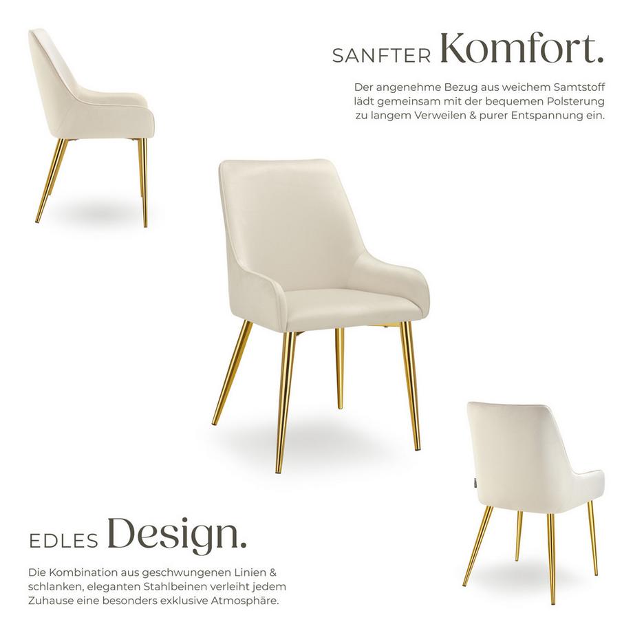 Tectake Polsterstuhl  Avane in Samtoptik, gepolstert ergonomische Form mit hoher Rückenlehne  