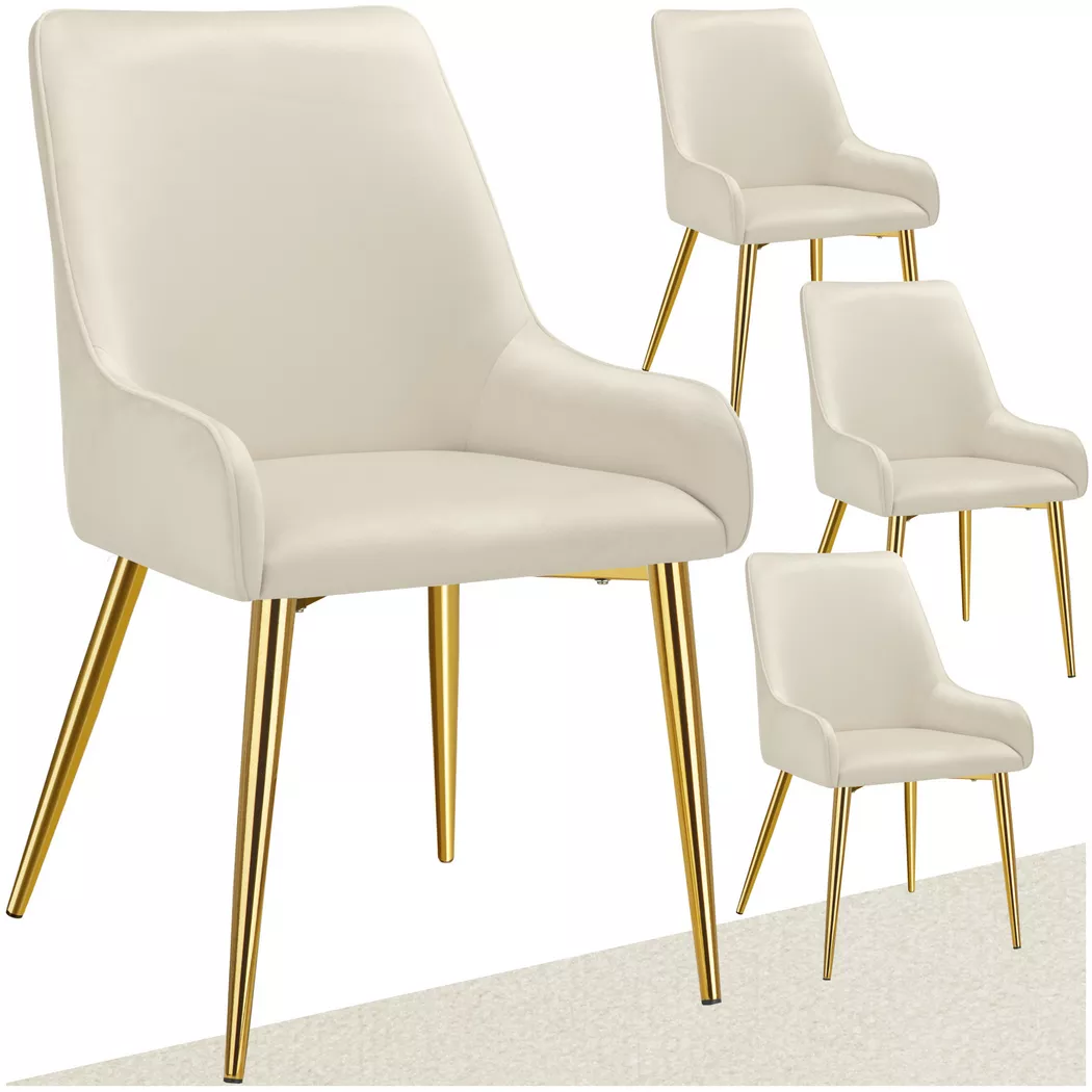 Tectake - Chaise rembourrée Avane en velours rembourré, 4 Stück, Beige