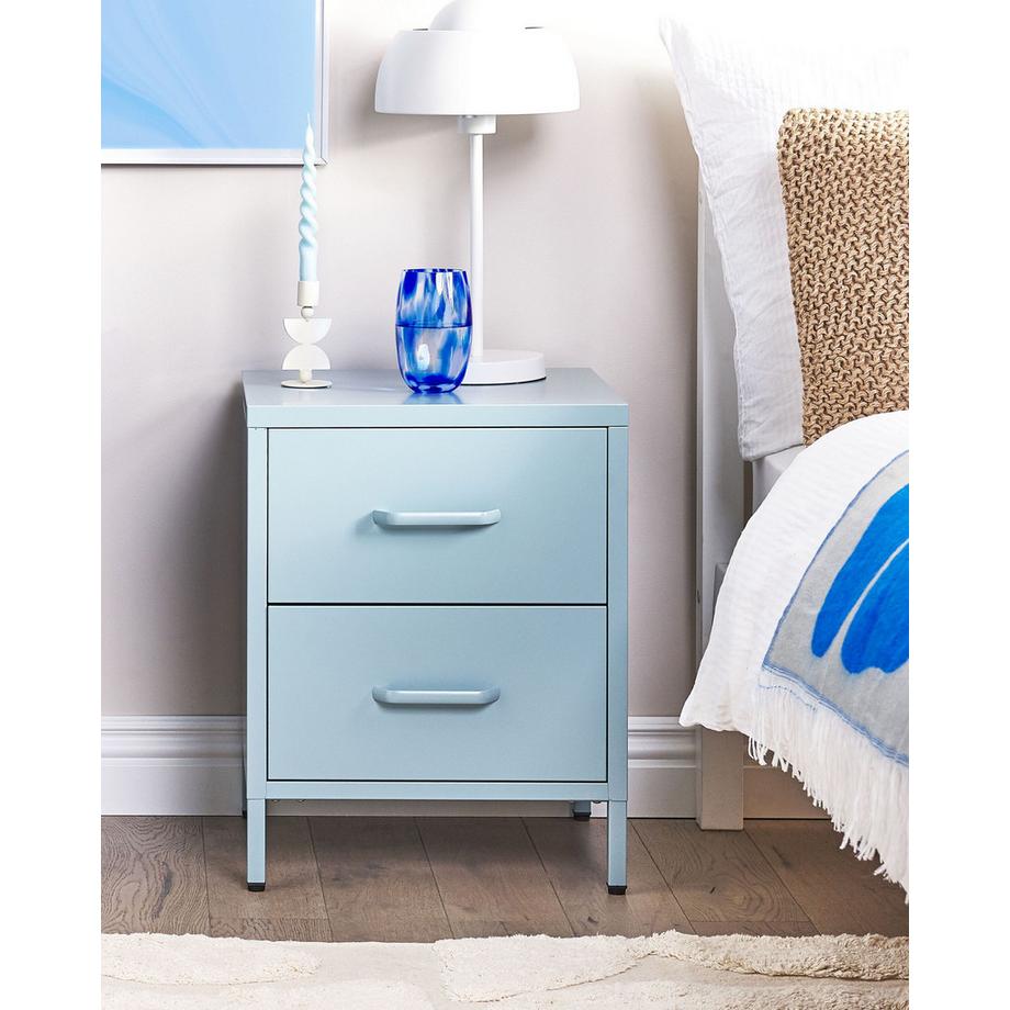 Beliani Comodino 2 cassetti en Acciaio Moderno MALAVI  