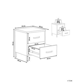 Beliani Comodino 2 cassetti en Acciaio Moderno MALAVI  