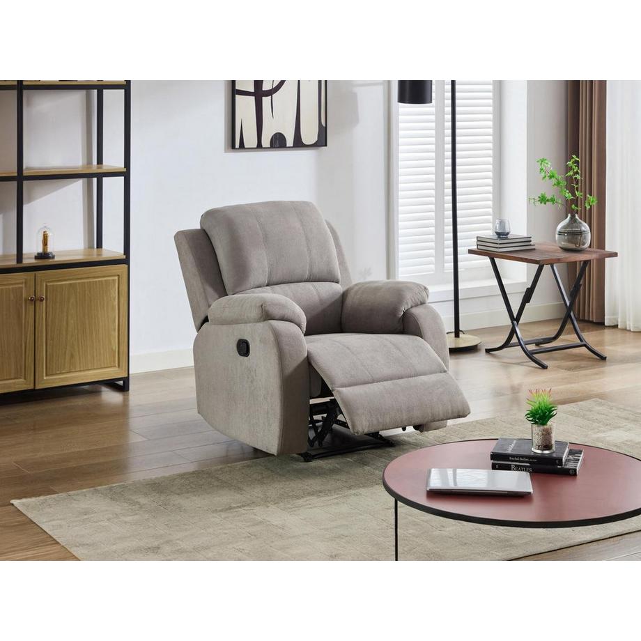 Vente-unique Fauteuil relax en microfibre gris clair BRODY  