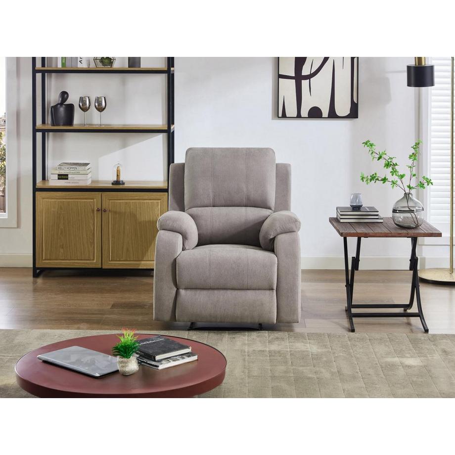 Vente-unique Fauteuil relax en microfibre gris clair BRODY  