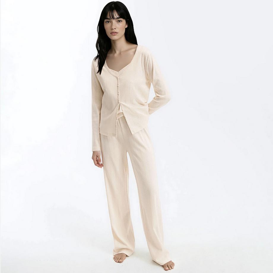 Pyjama 3 pièces en maille pointelle