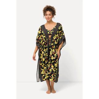 Ulla Popken  Caftan à motif citrons. Frise, encolure en V et manches courtes 