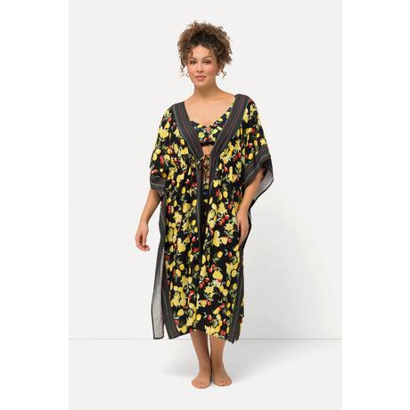 Ulla Popken  Kaftan, Zitronen, Bordüren, V-Ausschnitt, Halbarm 