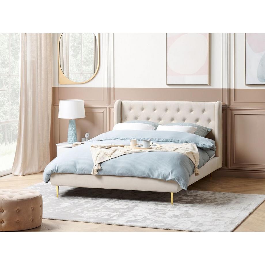 Beliani Lit à lattes en Velours Moderne FORBACH  