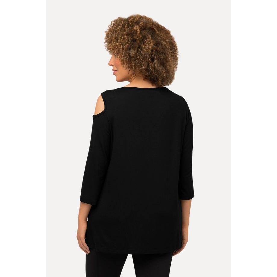 Ulla Popken Maglia Taglio Svasato Cut-Out Maniche 3/4  