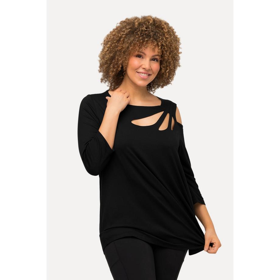 Ulla Popken Maglia Taglio Svasato Cut-Out Maniche 3/4  