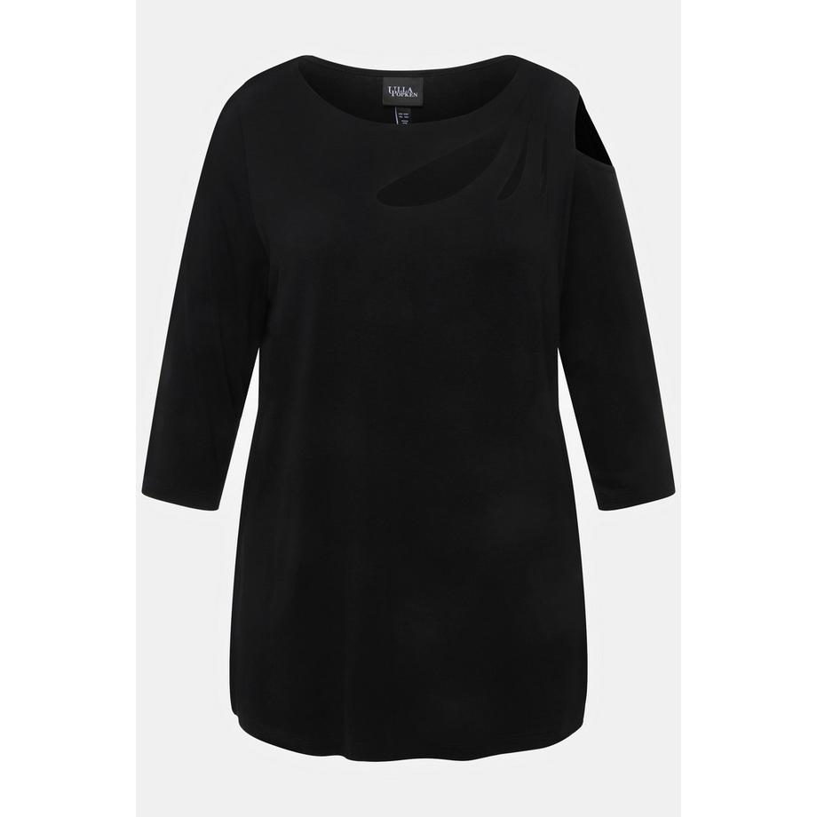 Ulla Popken Maglia Taglio Svasato Cut-Out Maniche 3/4  