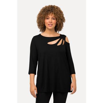 Maglia dal taglio svasato con aperture, scollo a barca e maniche a 3/4