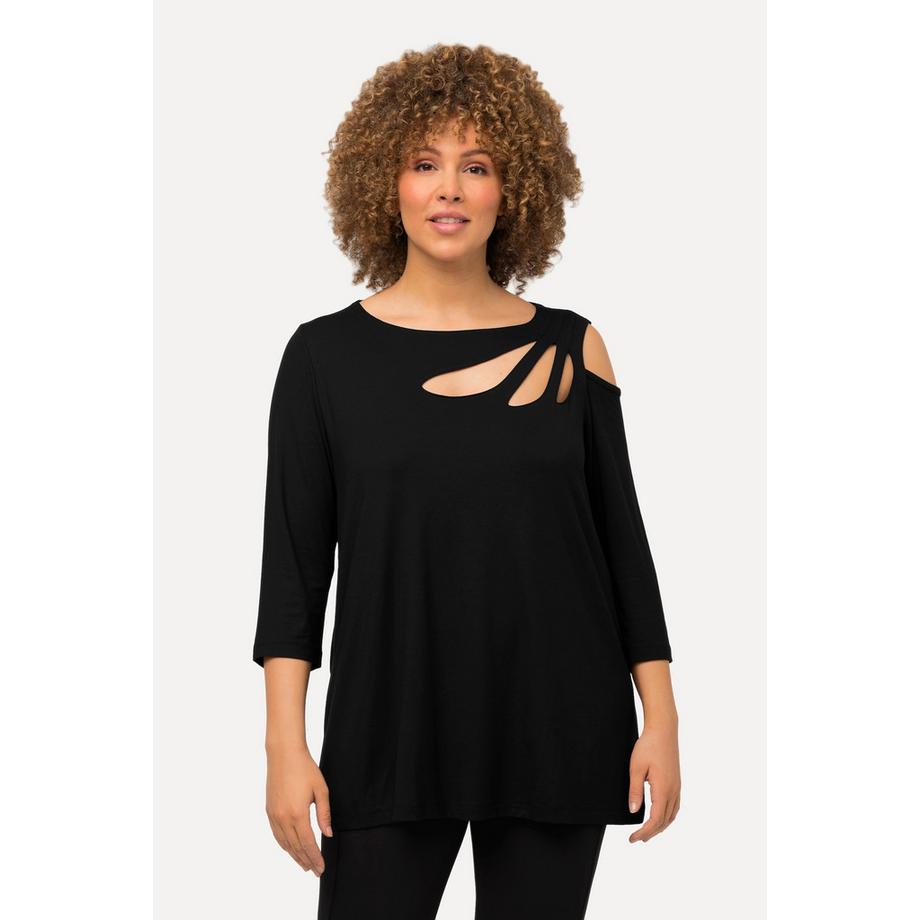 Ulla Popken Maglia Taglio Svasato Cut-Out Maniche 3/4  