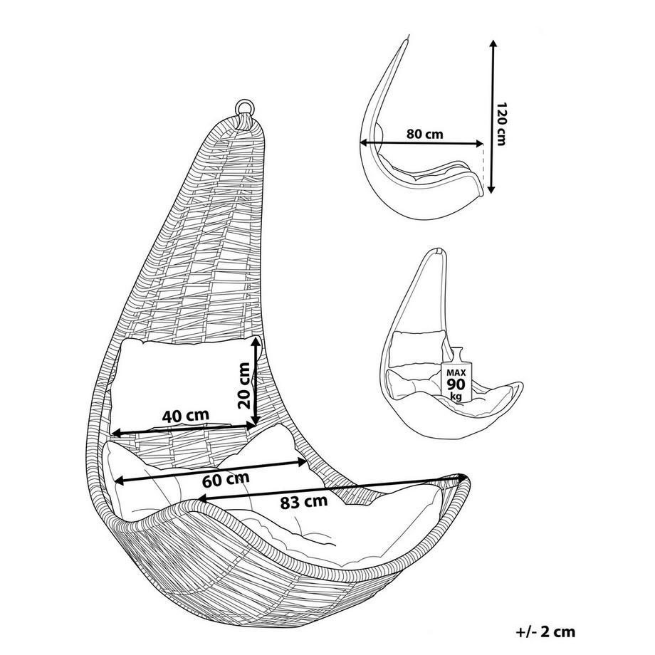 Beliani Sedia sospesa da fissare al soffitto en Rattan sintetico Retrò ATRI II  