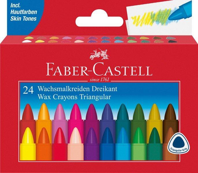 Faber-Castell FABER-CASTELL Wachskreide Dreikant 120024 24 Stück, mehrfarbig  