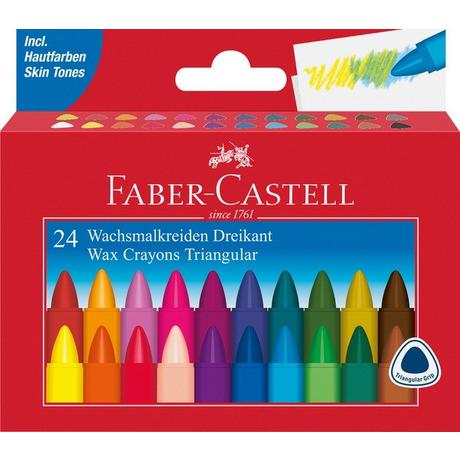 Faber-Castell FABER-CASTELL Wachskreide Dreikant 120024 24 Stück, mehrfarbig  
