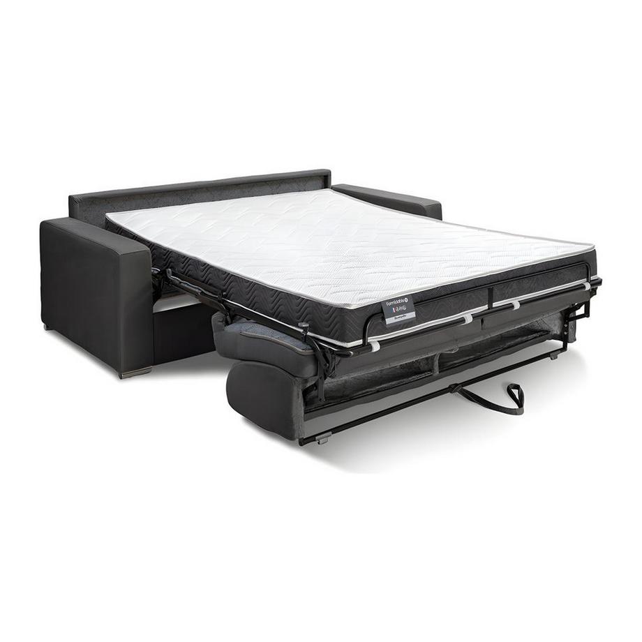 LINEA SOFA Divano letto 2 posti ribalta Doghe larghe 120cm Mater. 16cm Memory foam - in Similpelle Nero - CALITO  