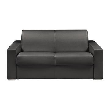 Canapé 2 places convertible express en simili noir - Couchage lattes larges 120 cm - Matelas 16 cm avec mousse à mémoire de forme CALITO