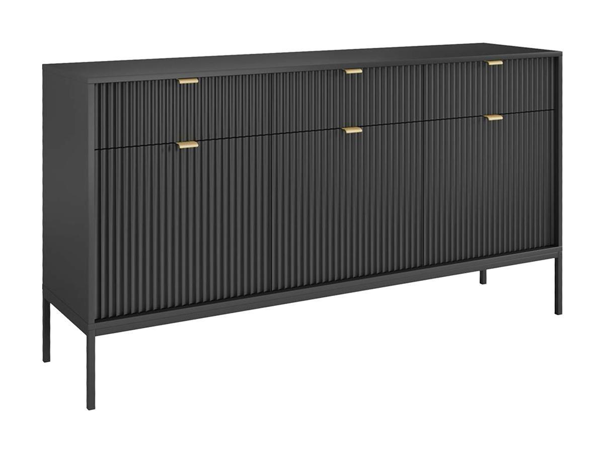 Vente-unique Credenza con 3 ante e 3 cassetti Nera LIOUBA  