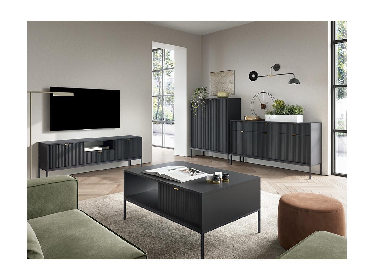 Vente-unique Credenza con 3 ante e 3 cassetti Nera LIOUBA  