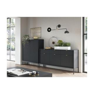 Vente-unique Credenza con 3 ante e 3 cassetti Nera LIOUBA  