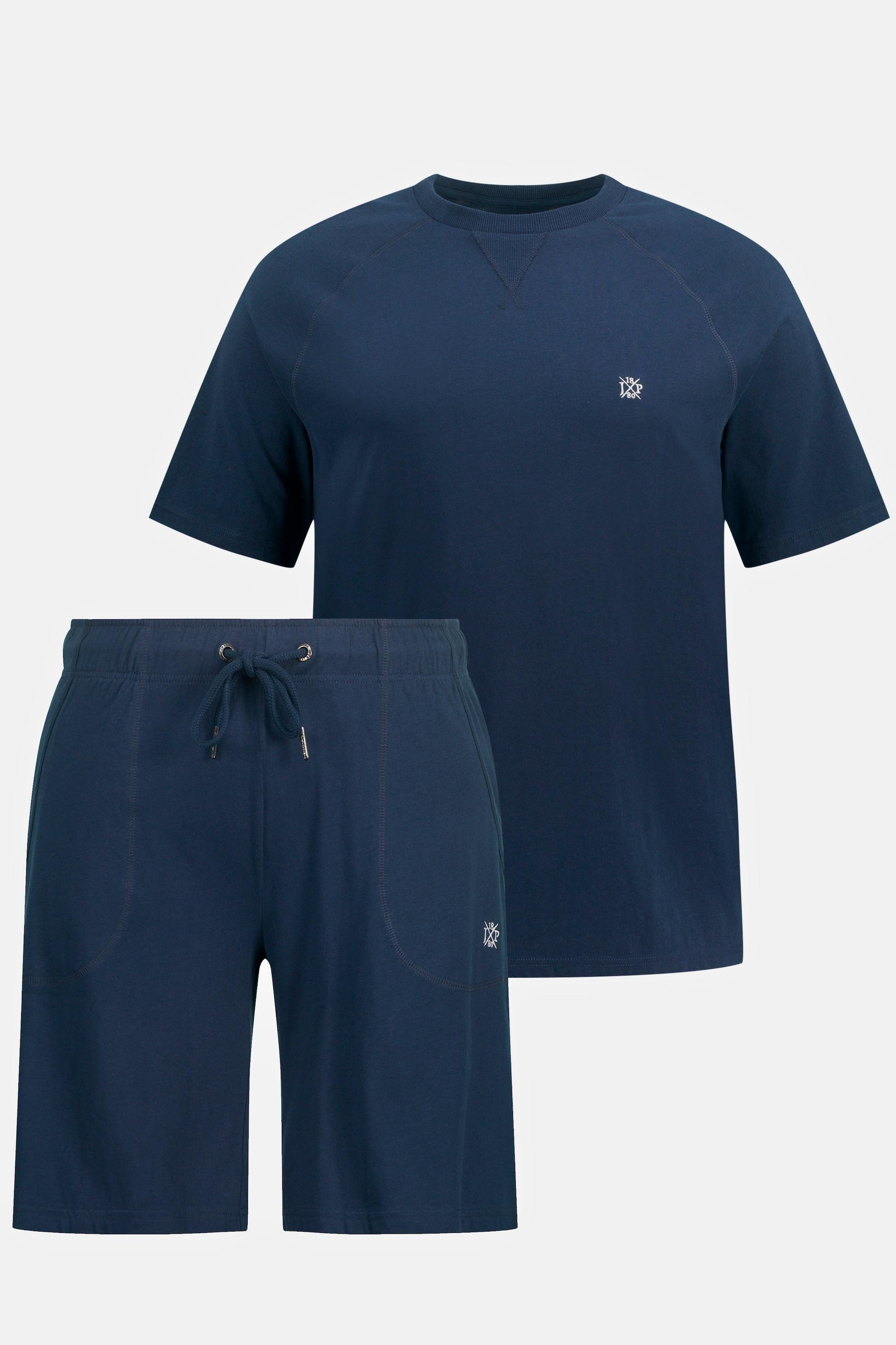 JP1880  Pigiama corto con t-shirt e pantaloncini blu notte opaco 