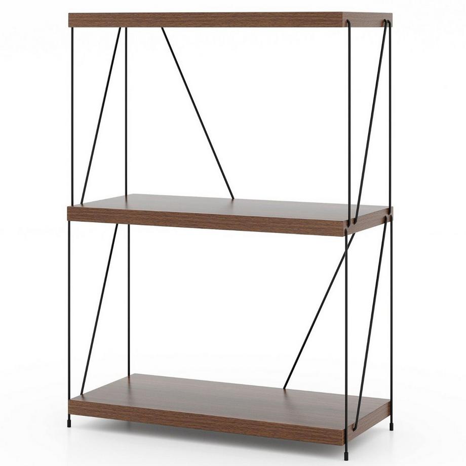 3 Ebenen Standregal mit Metallrahmen Industrielles Bücherregal Lagerregal 60 x 29,5 x 85,5 cm