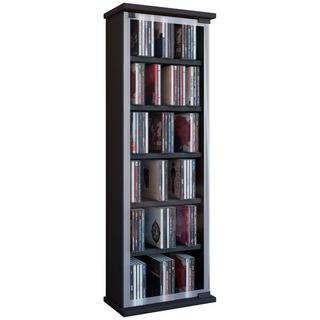 VCM Bois CD DVD Stand Étagère Rangement Étagère sur pied Support Classic Porte en verre  