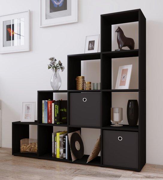 VCM Holzregal stehend | platzsparendes Regal | Maße:  H. 139 x B. 143 x T. 29 cm | Elegantes Regal stehend | Aufbewahrungsregal | Bücherregal  |  