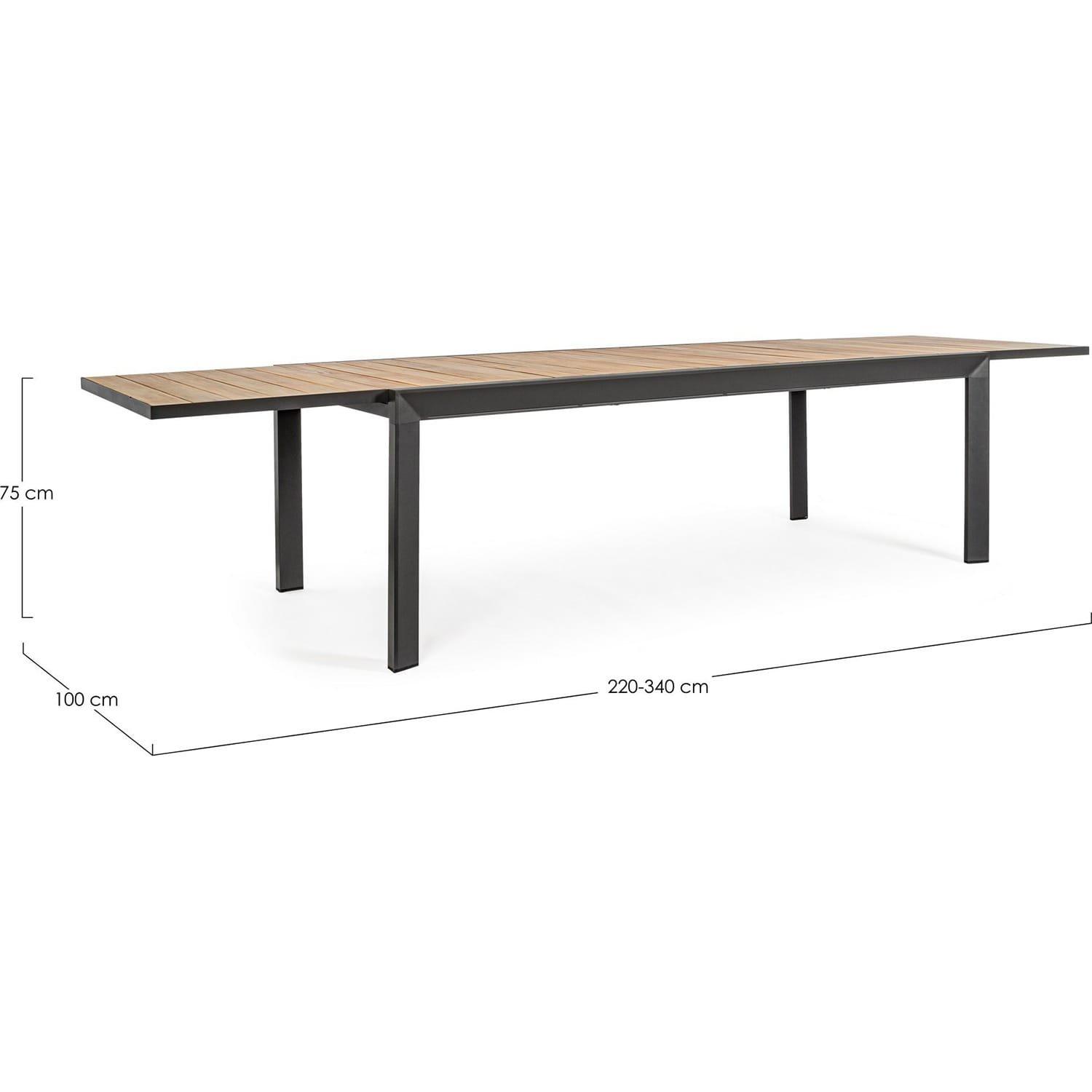 mutoni Table extensible de jardin Belmar nature 220-340x100  