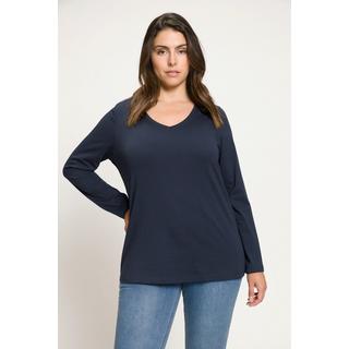 Ulla Popken  Maglia aderente con scollo a V e maniche lunghe 