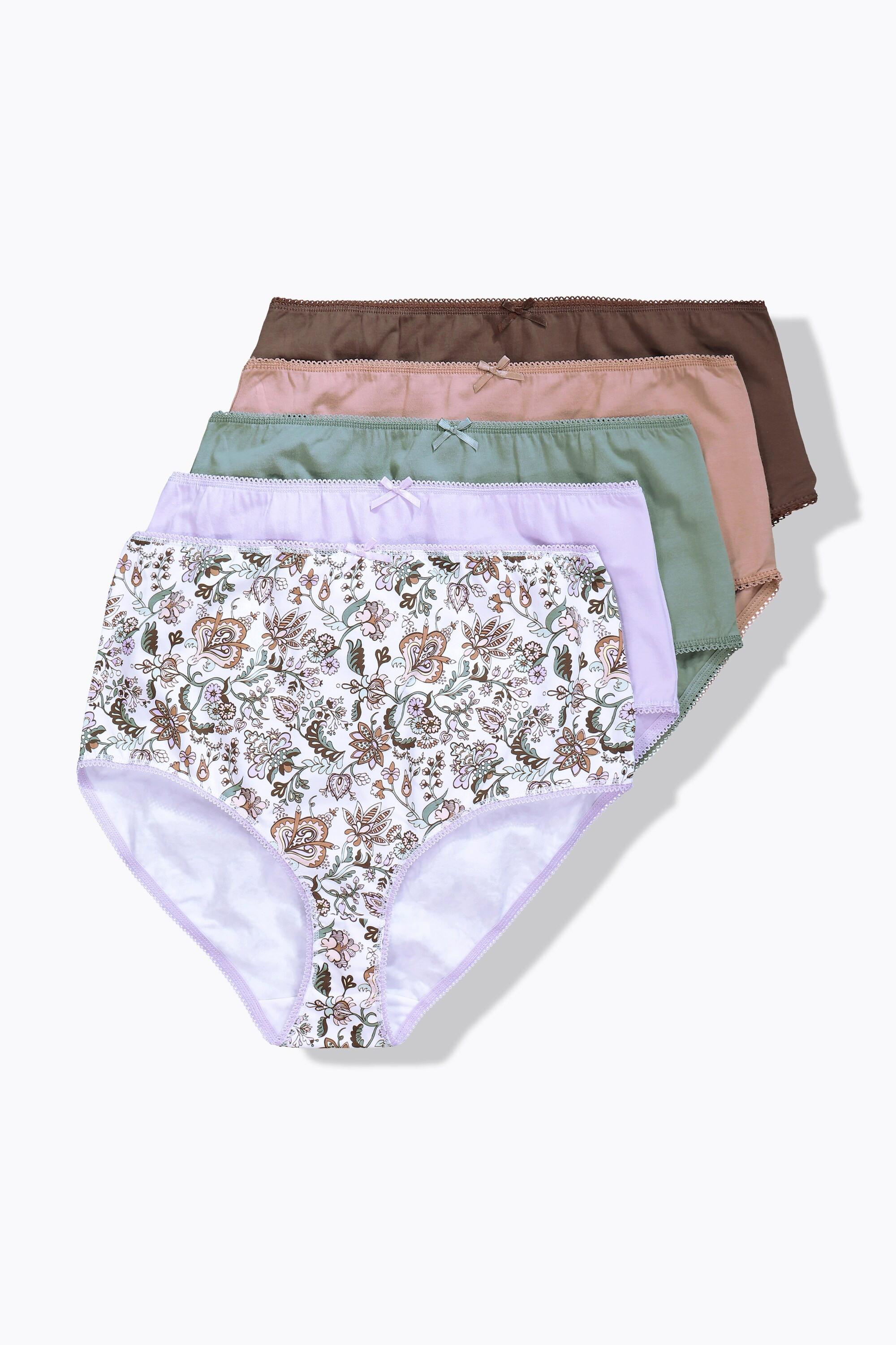 Ulla Popken Maxi Slip Confezione da 5 Fantasia Paisley Tinta Unita  