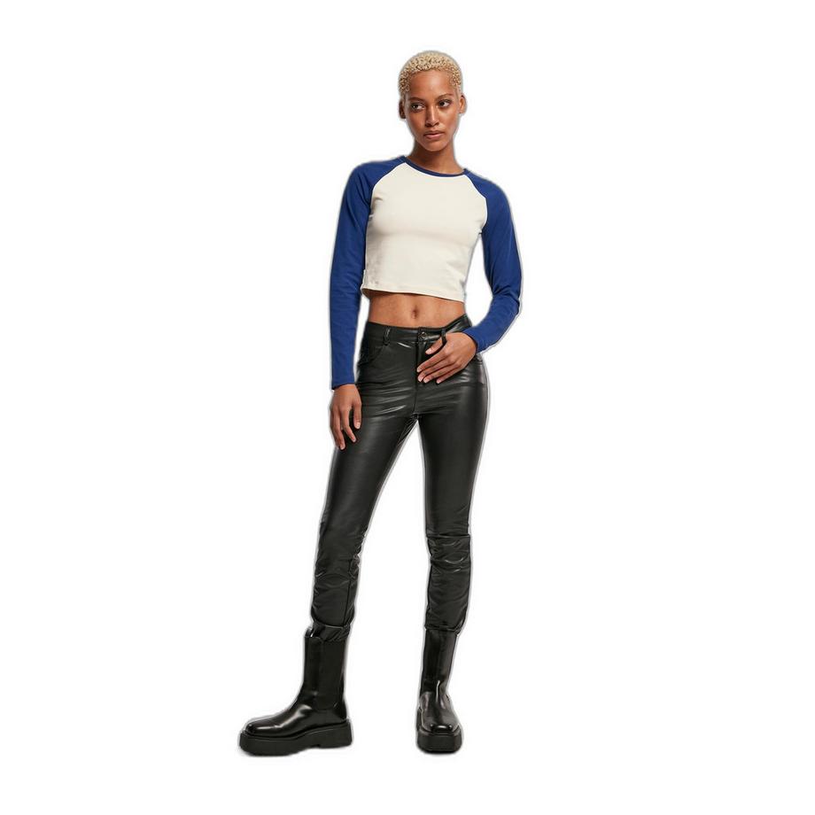 URBAN CLASSICS T-Shirt Crop Maniche Lunghe Retro Baseball  