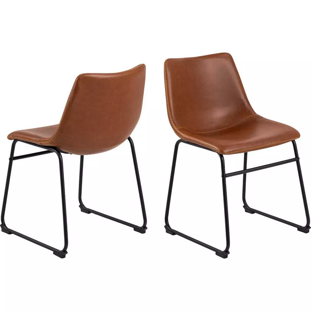 I_Oregon Dining Chair In Brown with Cream Stitching, none