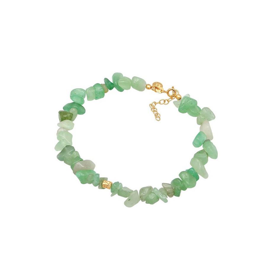 Elli  Fußschmuck Aventurin Splitter Bead 925 Silber Vergoldet 