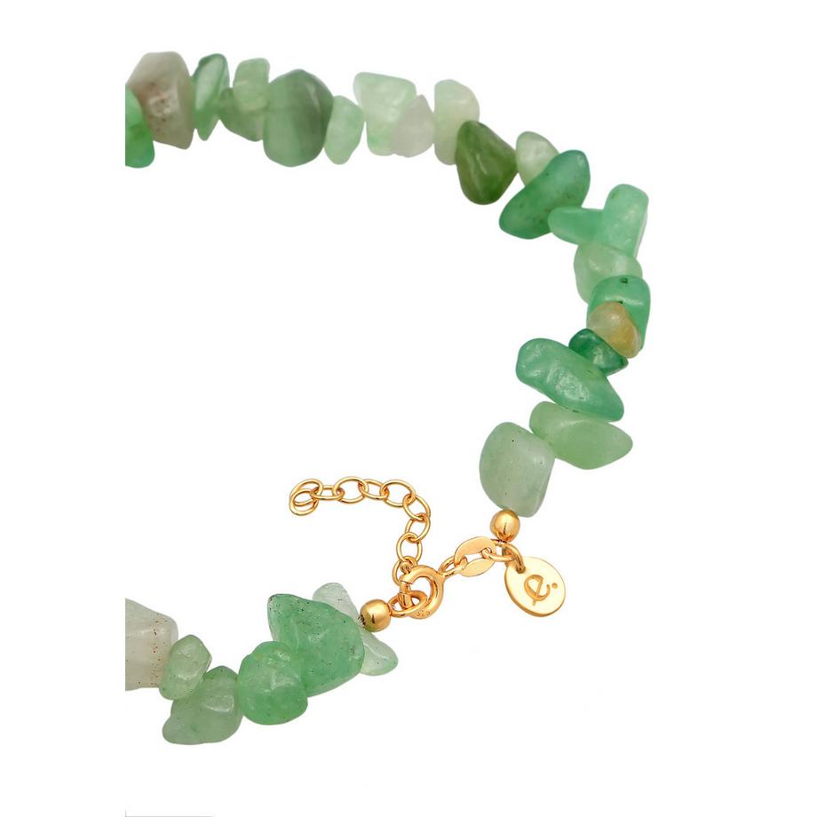 Elli  Fußschmuck Aventurin Splitter Bead 925 Silber Vergoldet 