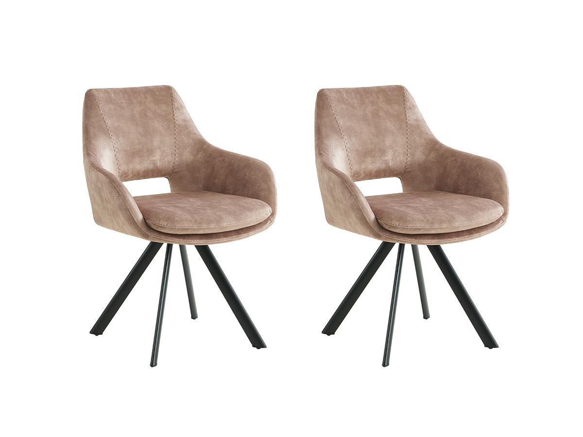 Vente-unique Lot de 2 chaises avec accoudoirs Velours métal KELINE  