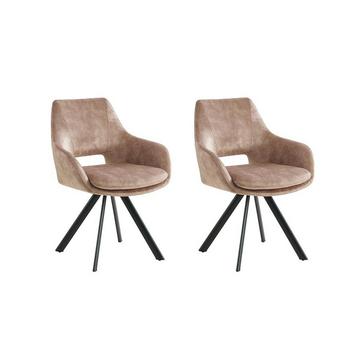 Lot de 2 chaises avec accoudoirs Velours métal KELINE