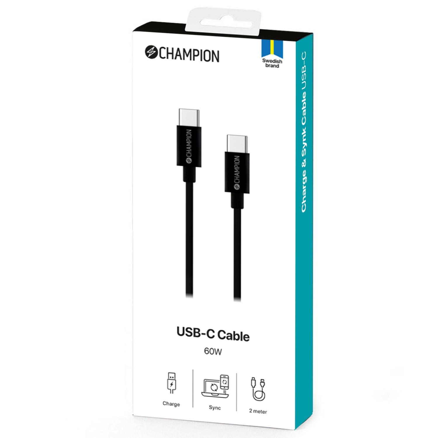 Champion  Cavo USB-C 60 W 2 m Nero 