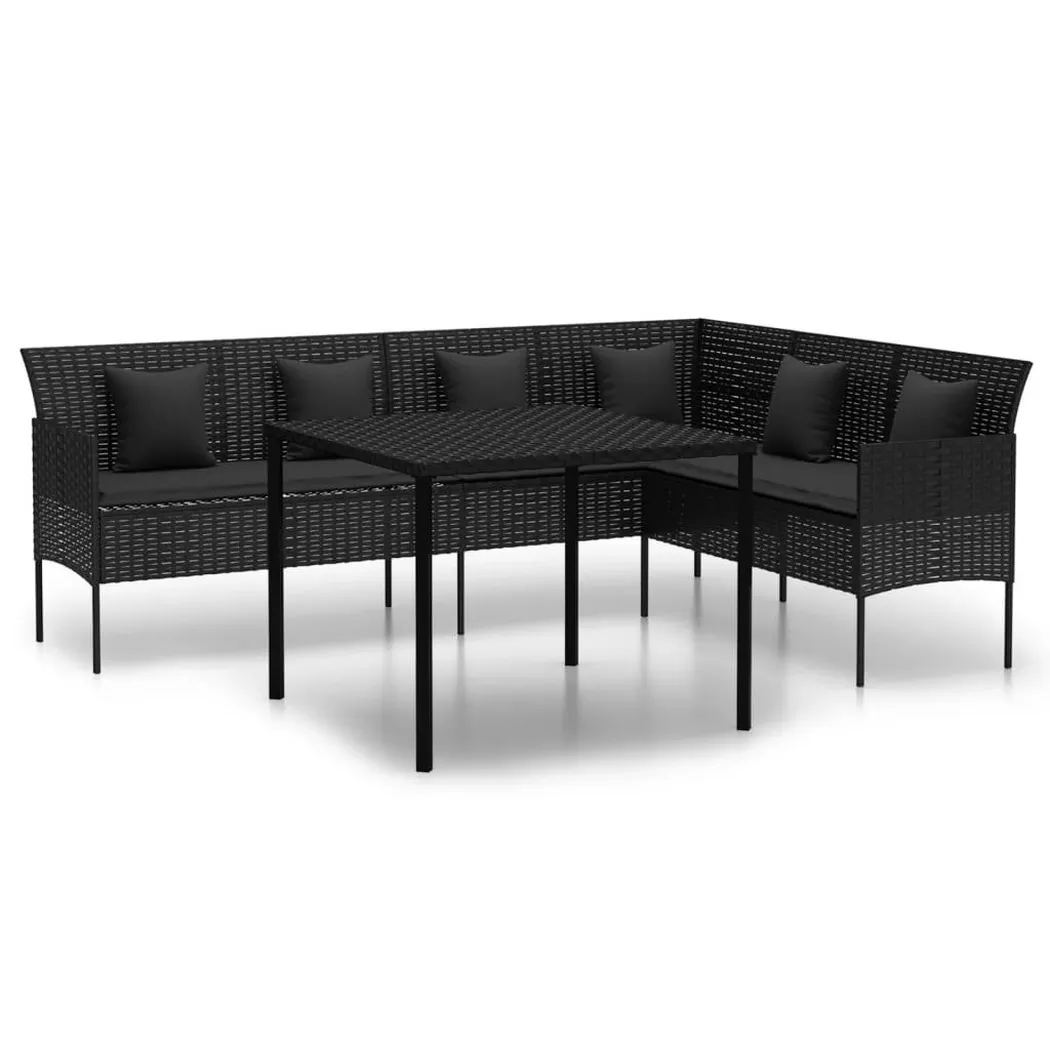 Vidaxl - Ensemble à dîner de jardin et coussins 2pcs noir résine tressée