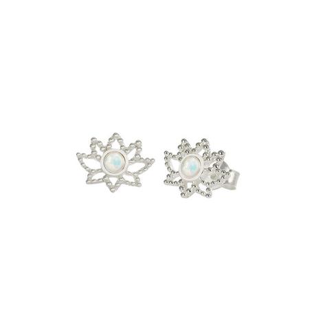 Steinkult  Boucle d'oreille plaquée argent avec perles "Lotus Charme" 