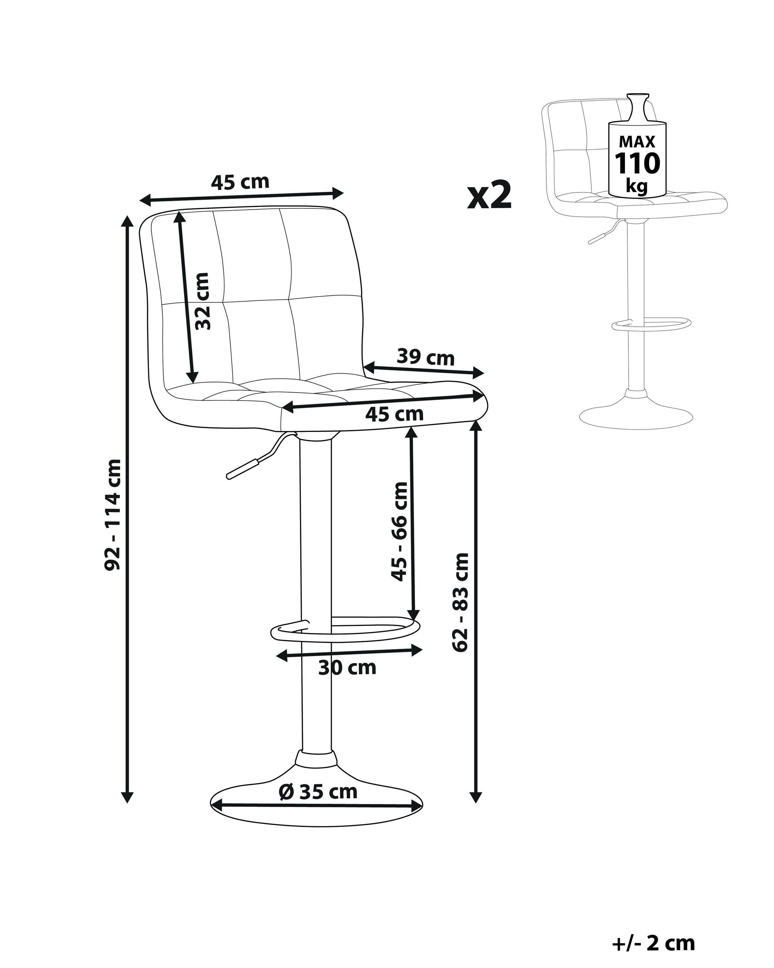 Beliani Lot de 2 chaises de bar en Polyester Moderne MARION  