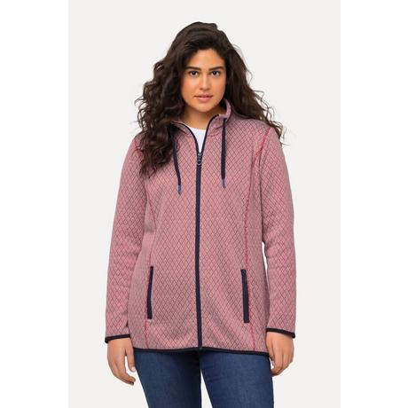 Ulla Popken  Sweatjacke, Stehkragen, farbige Nähte, elastische Paspel 