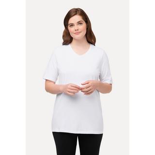 Ulla Popken Lot de 2 T-shirts Col V Manches Courtes Coton Biologique  