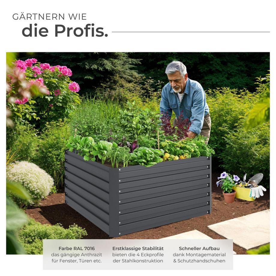 Tectake Orto rialzato  Blomma in acciaio zincato  