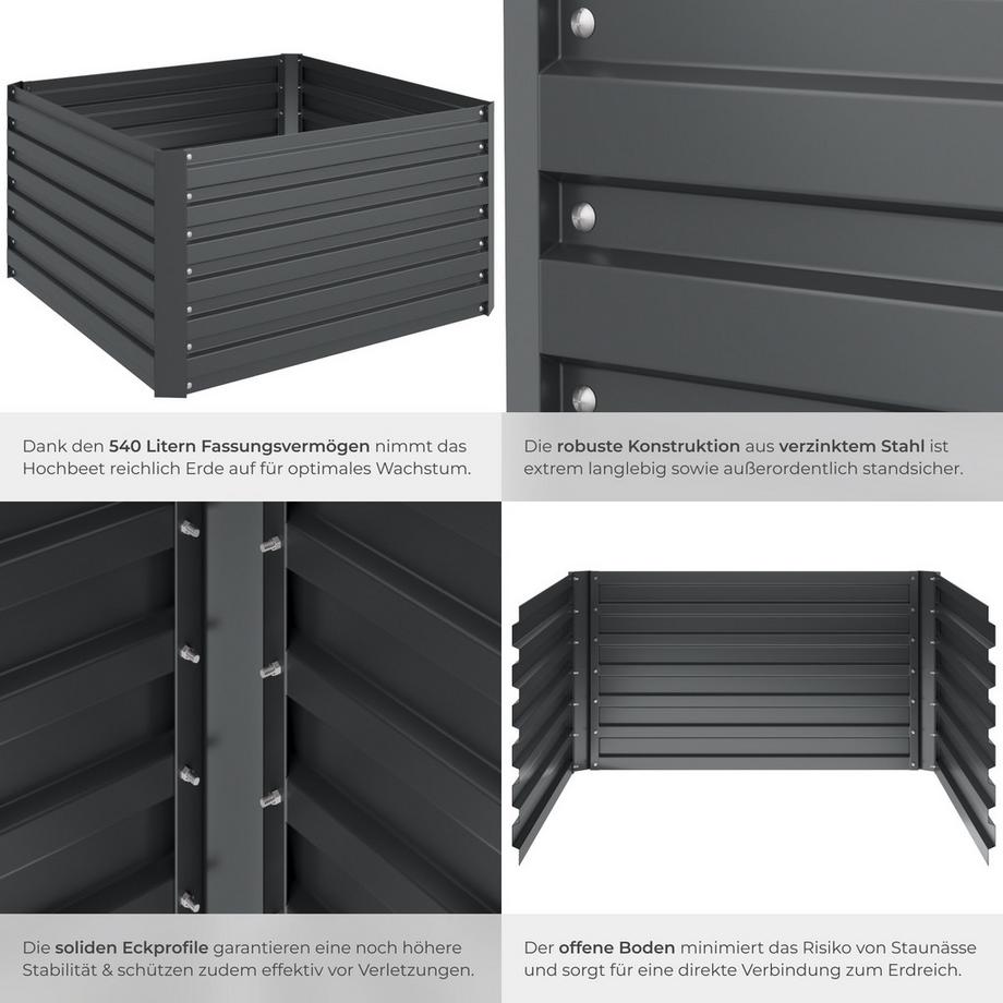 Tectake Orto rialzato  Blomma in acciaio zincato  