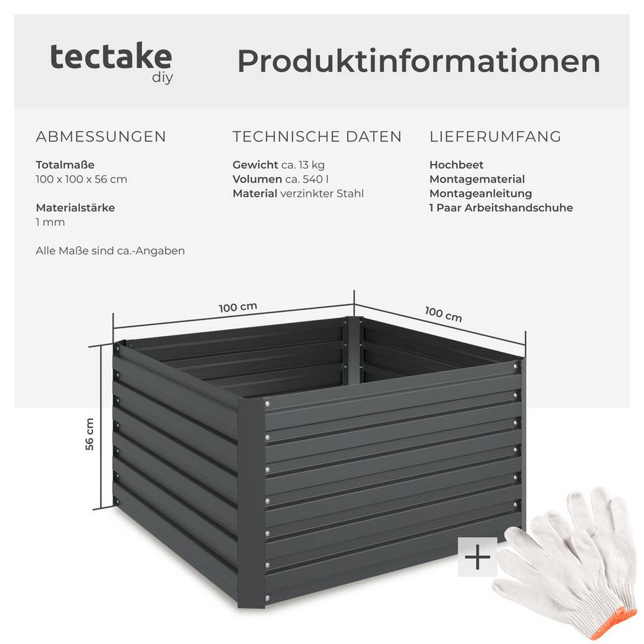 Tectake Orto rialzato  Blomma in acciaio zincato  