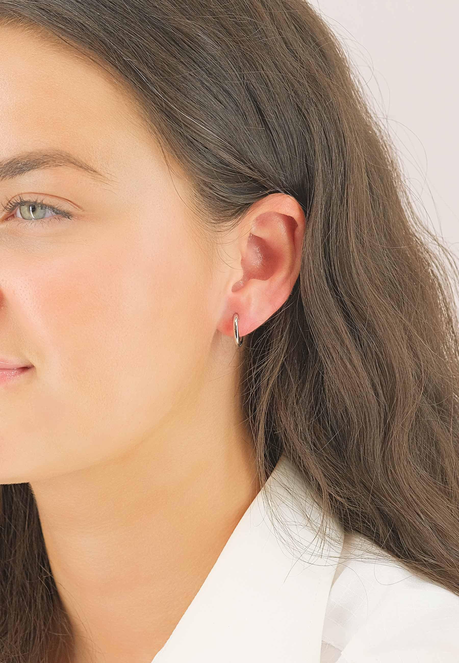 MUAU Schmuck  Creolen Weissgold 750, 13mm 