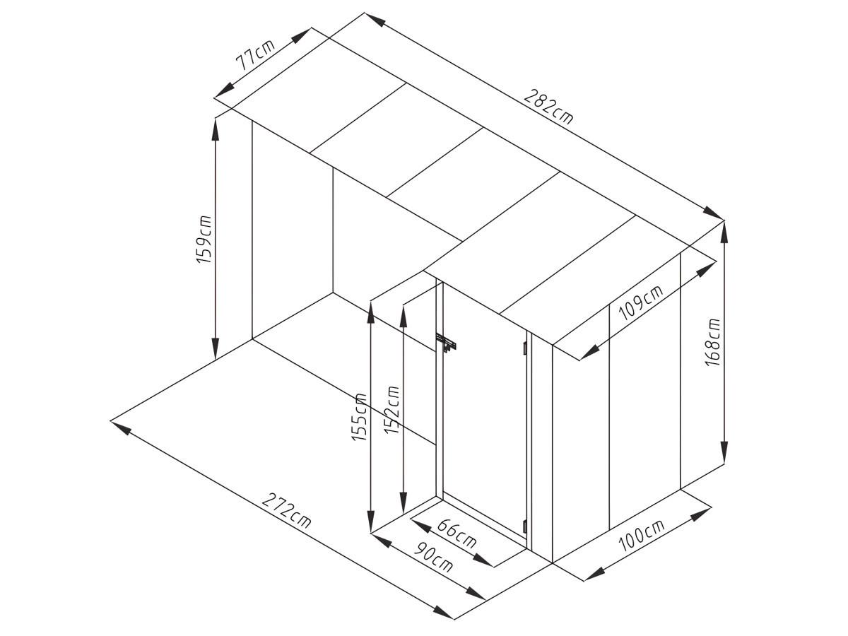 Vente-unique Casetta per ceppi di legno Metallo magazzino Acciaio galvanizzato 3,49 m3 2 steri L282xP109xH168cm - DORWOOD  