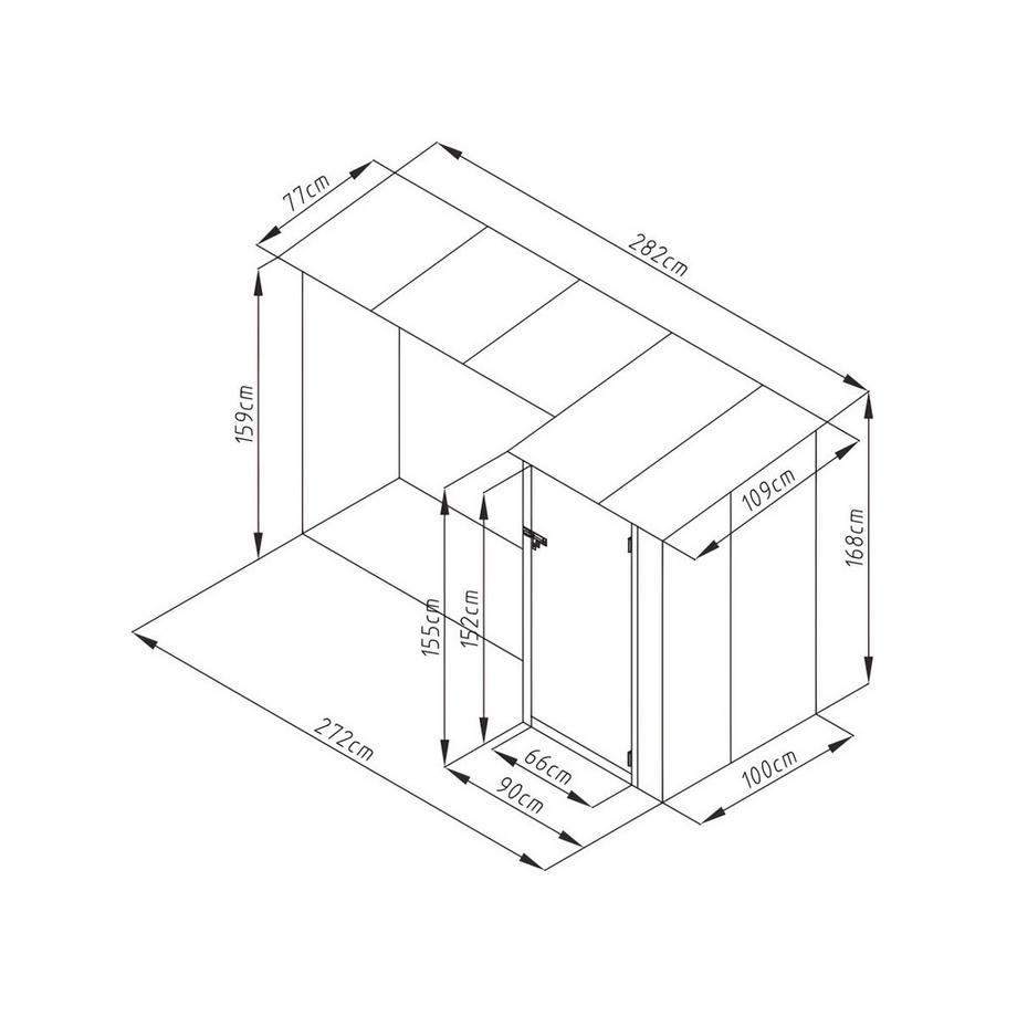 Vente-unique Abri bûches métal avec rangement en acier galvanisé 3,49 m3 - 2 stères - L282 x P109 x H168 cm - DORWOOD  